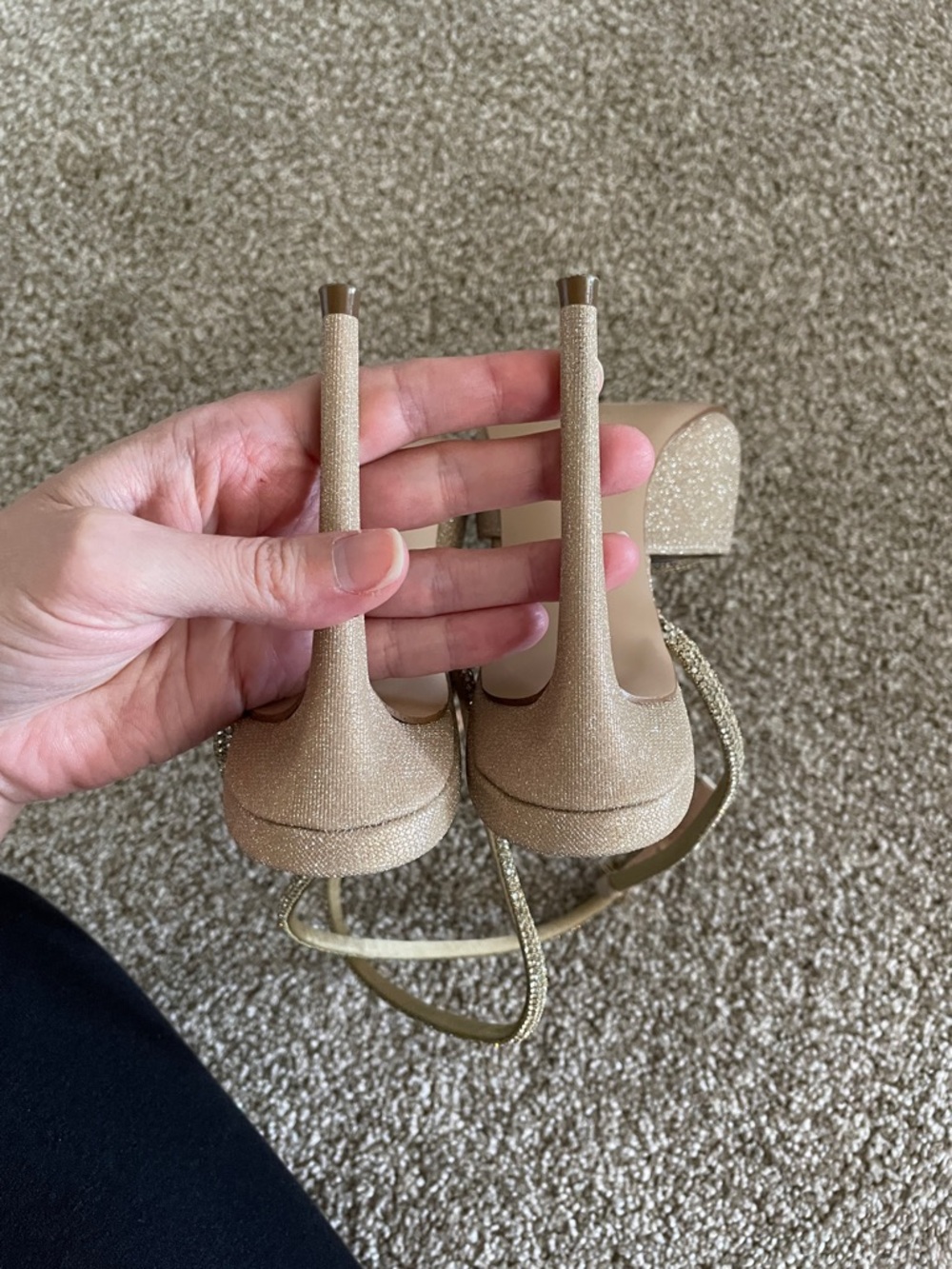 Steve Madden Champagne Gold Rhinestone Slingback Heels - Picture 6 of 8